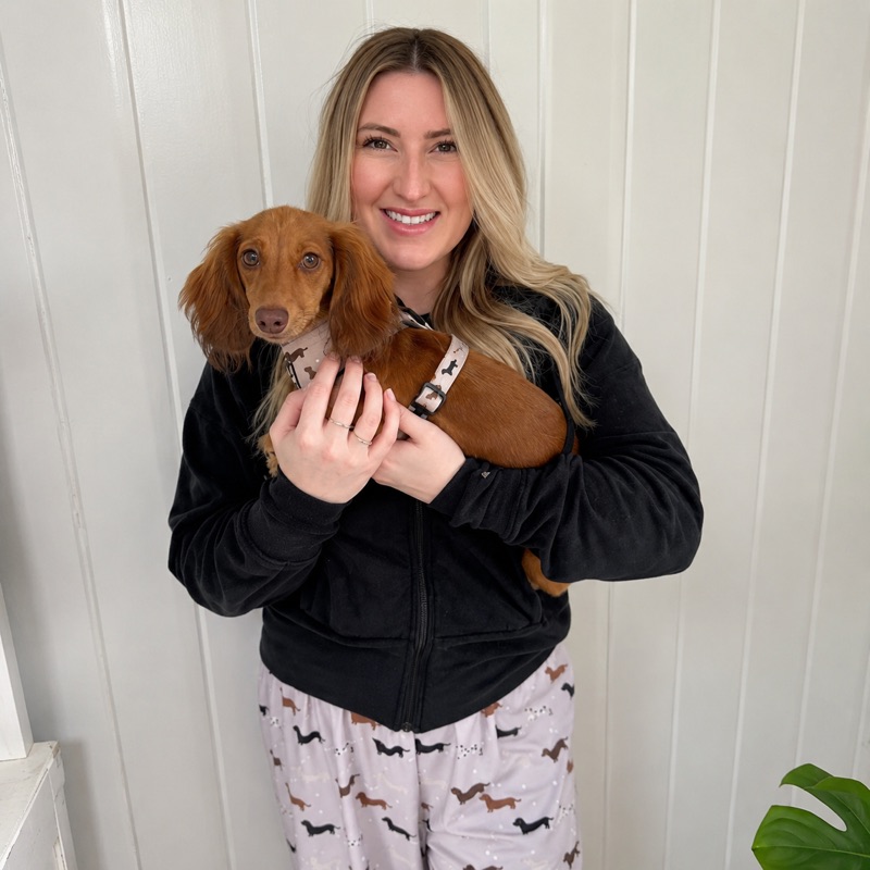 Megan T. with Penny, a 2-year-old Dachshund, in Boston